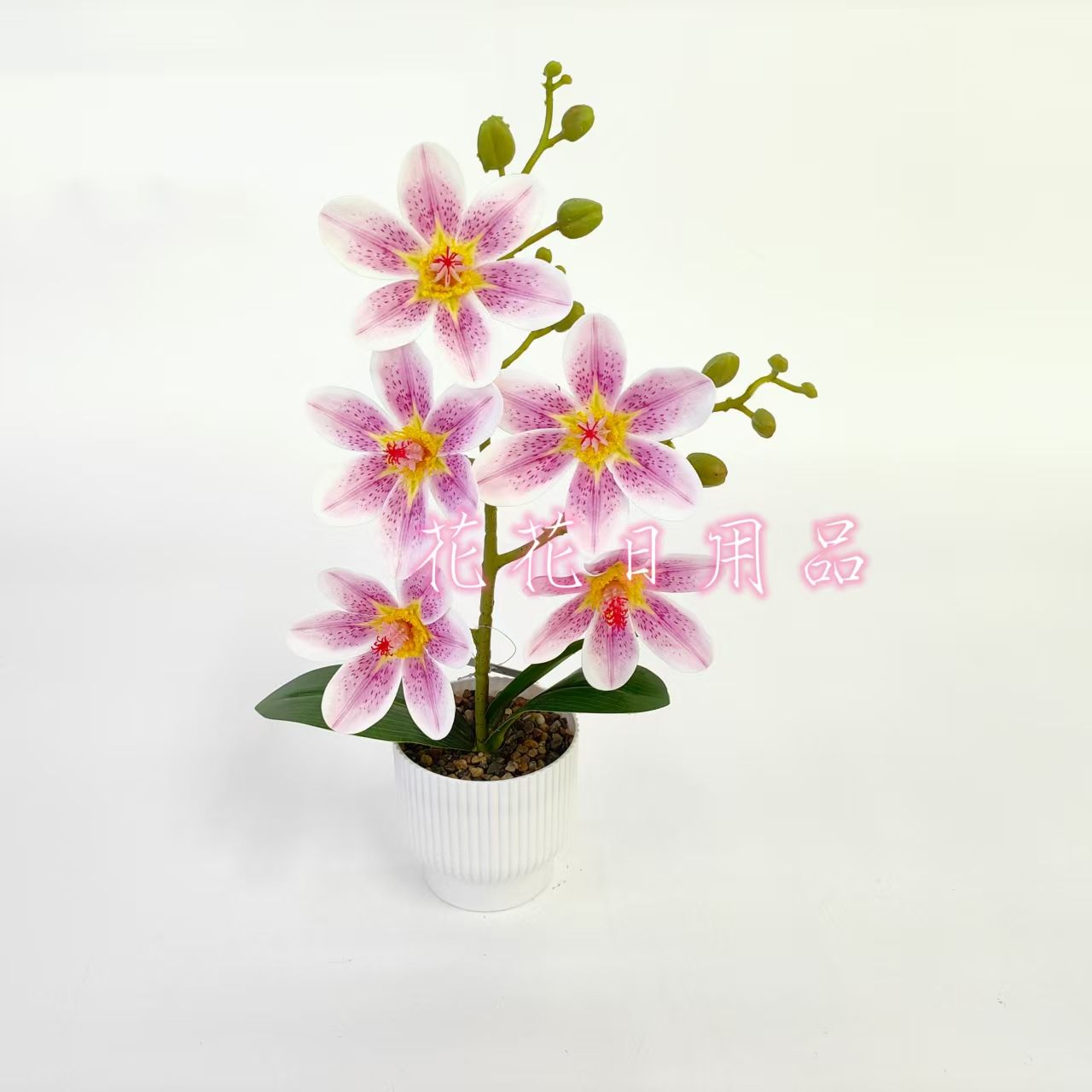 Artificial flowers, fake flowers, bonsai, plastic POTS, PU magnolia flower decorative ornaments Specification drawing
