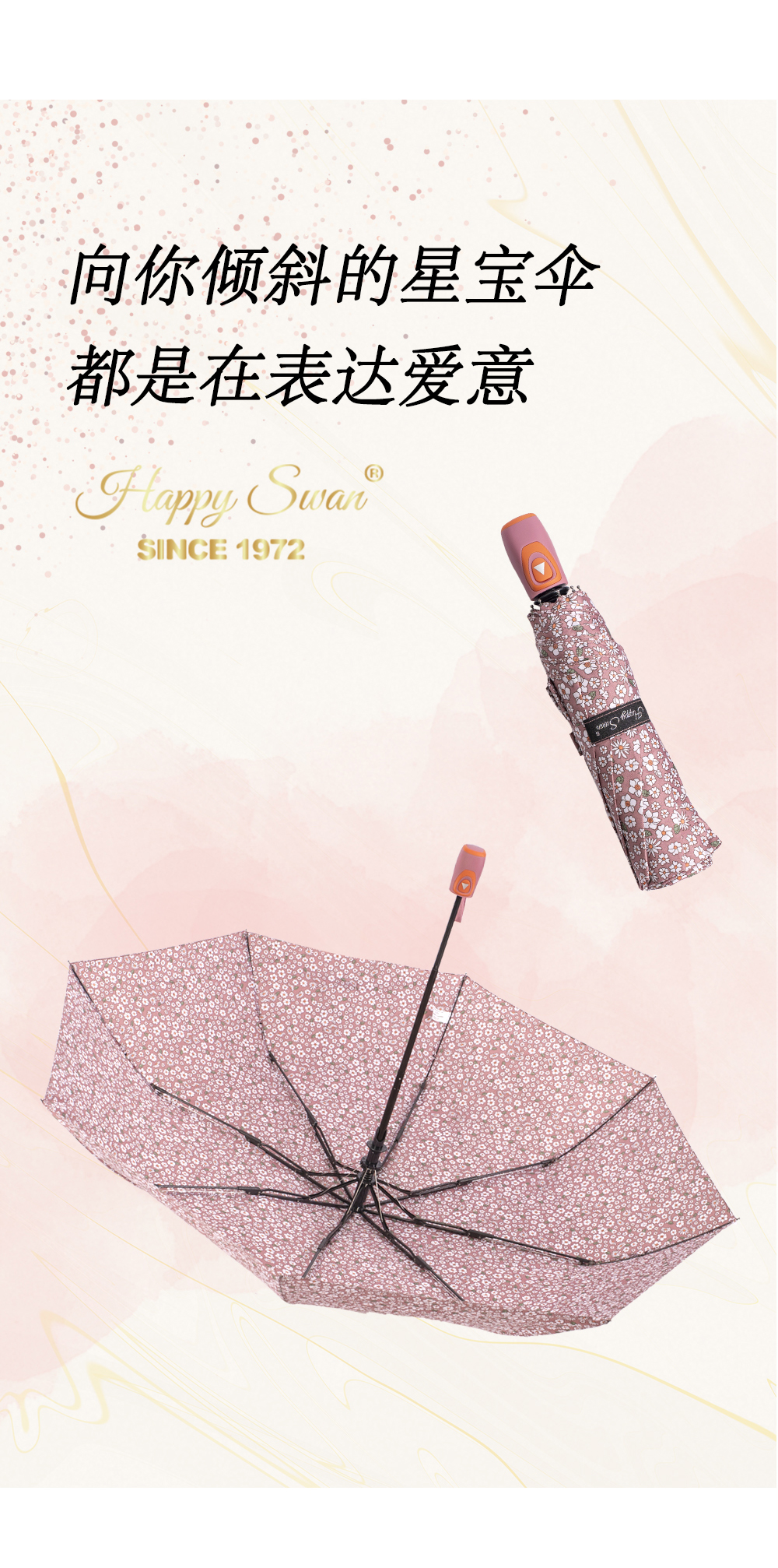 Xingbao Umbrella 3132A Small Floral three-fold Umbrella, semi-automatic opening and closing umbrella, Windproof Folding umbrella wholesale pic 6