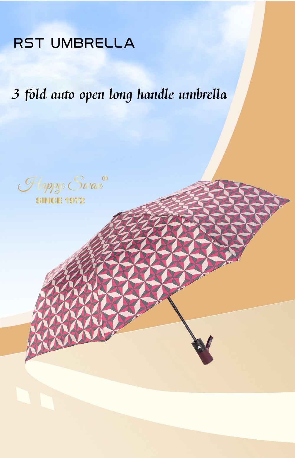 星宝伞3561A格纹半自动雨伞防风晴雨伞三折外贸雨伞抗风雨伞详情2
