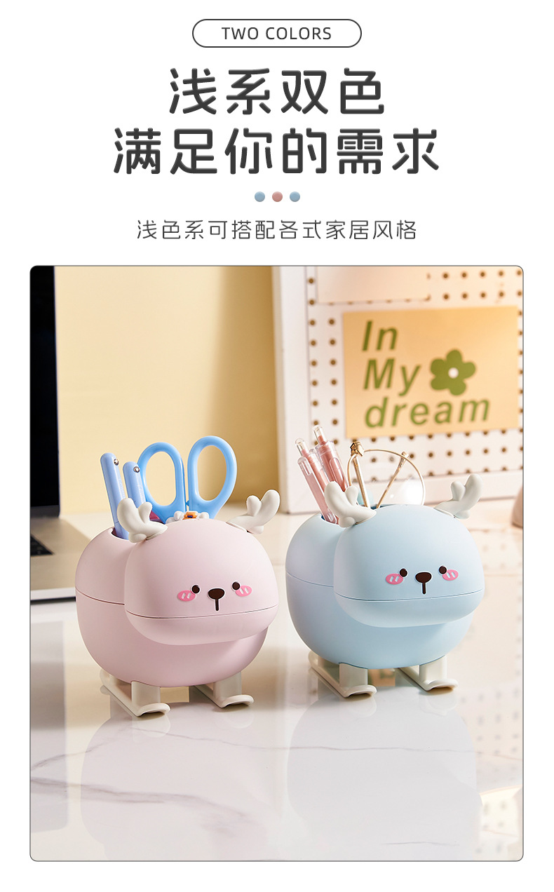 S81-394 Creative Pen Holder Cartoon Multi-functional Desktop Storage Box, student office and Study stationery storage bucket detail image 5