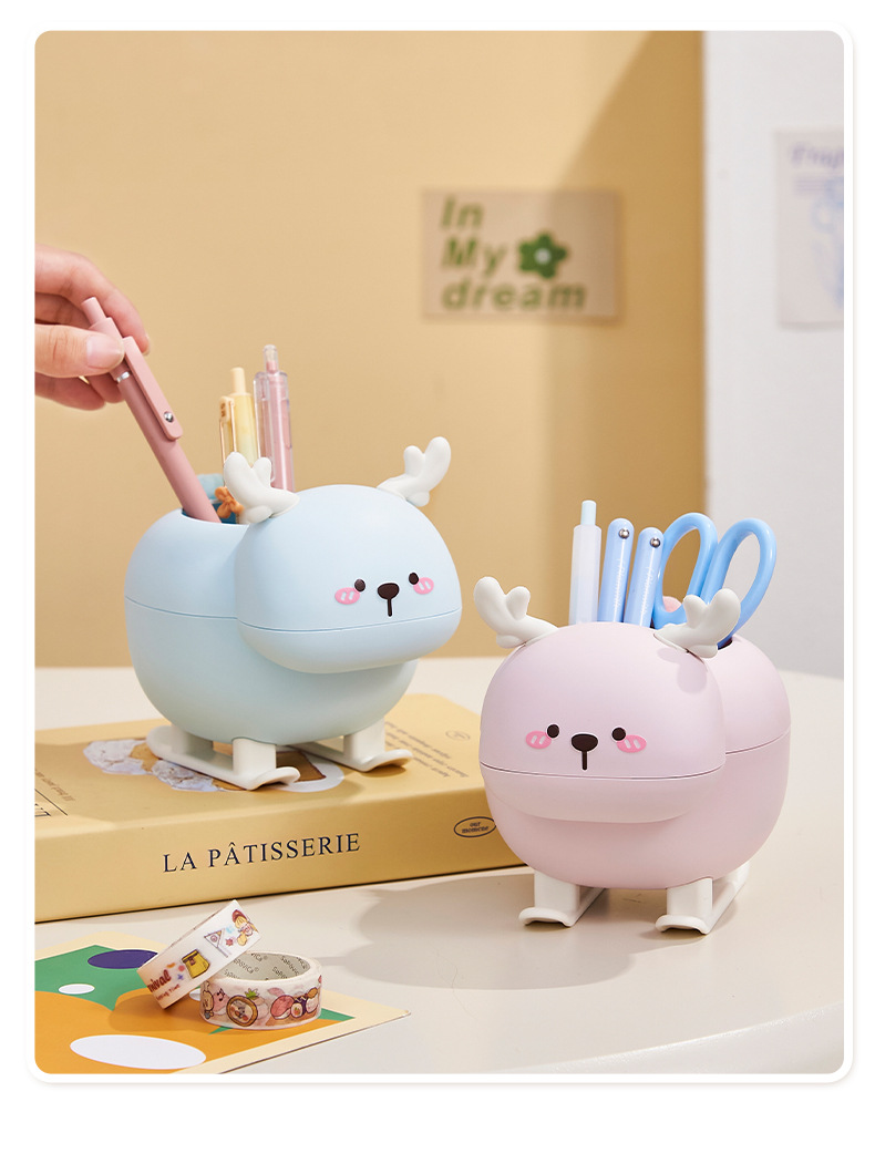 S81-394 Creative Pen Holder Cartoon Multi-functional Desktop Storage Box, student office and Study stationery storage bucket detail image 8