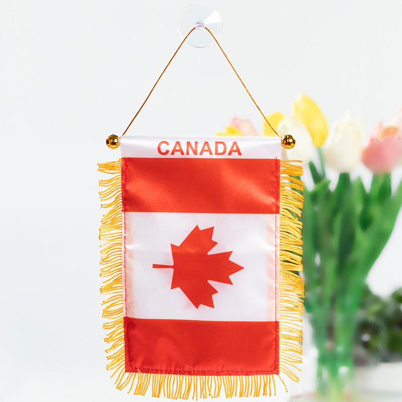 The Chuangdong flag, the national flag of the fans of the World Cup in the United States, Canada and Mexico, the Siding flag, the car rearview mirror suction cup pendant, the tassel mini small flag Specification image
