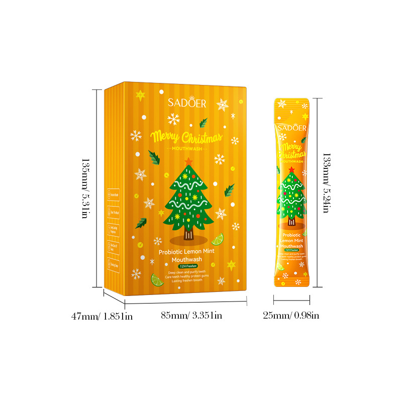 Cross-border wholesale of SADOER Christmas Probiotic Green Lemon Mint Oral Cleansing Mouthwash in English Item Picture