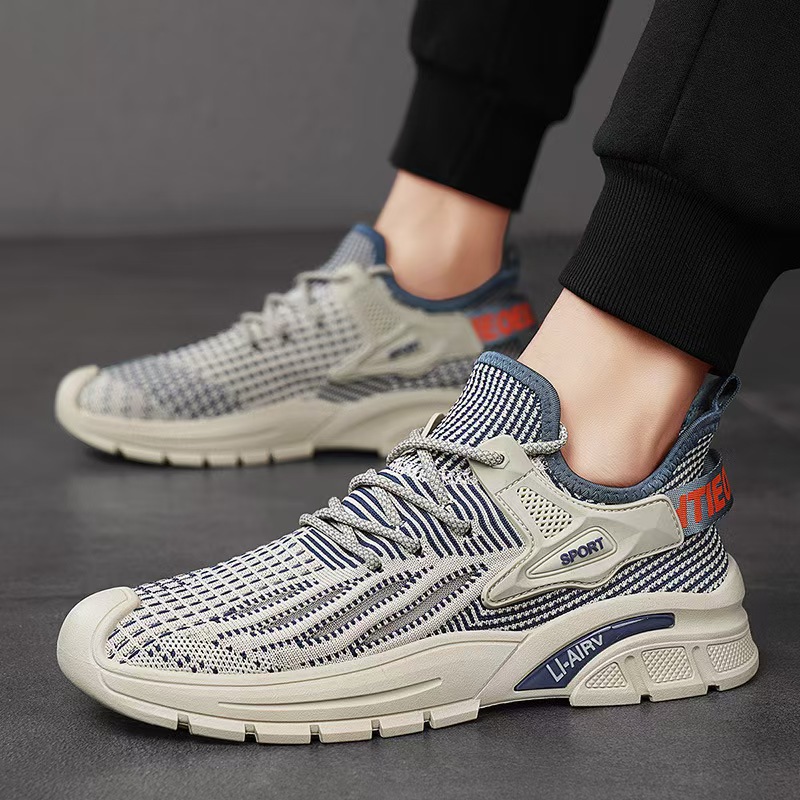 Wholesale of 2024 autumn/winter casual men's shoes, running shoes, mesh sports shoes, breathable Korean-style casual shoes with flying mesh details Picture