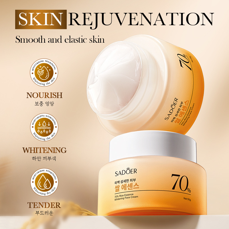 Sadoer 70% Rice Essence Whitening Skin Care Products Set, Face Cream, Essence and Facial Cleanser Cross-border export wholesale details Picture