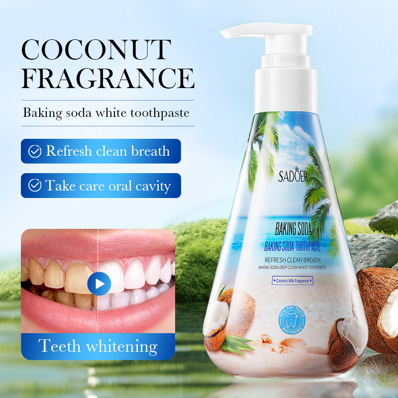 All-english SADOER baking soda Deep Whitening Toothpaste for cleaning teeth and refreshing the mouth cross-border export wholesale details Picture