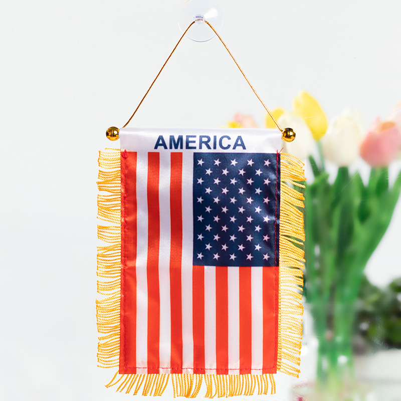 The Chuangdong flag, the national flag of the fans of the World Cup in the United States, Canada and Mexico, the Siding flag, the car rearview mirror suction cup pendant, the tassel mini small flag pic 6