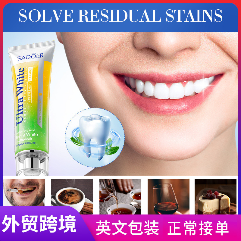 SADOER lemon Mint Brightening Stain Remover Toothpaste for cleaning dental plaque, cross-border export wholesale full figure