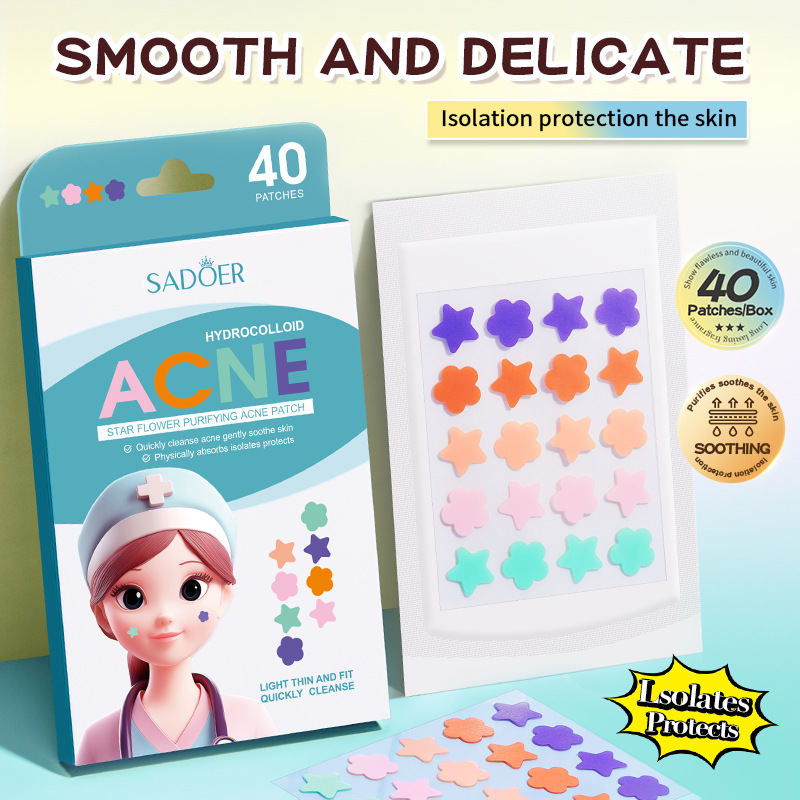 SADOER star flower-shaped acne patches 40 patches, student acne removal patches, cross-border export wholesale details Picture