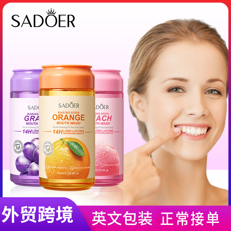 All-english SADOER baking soda Vibrant Orange Mouthwash for removing tooth stains, cross-border export wholesale full figure