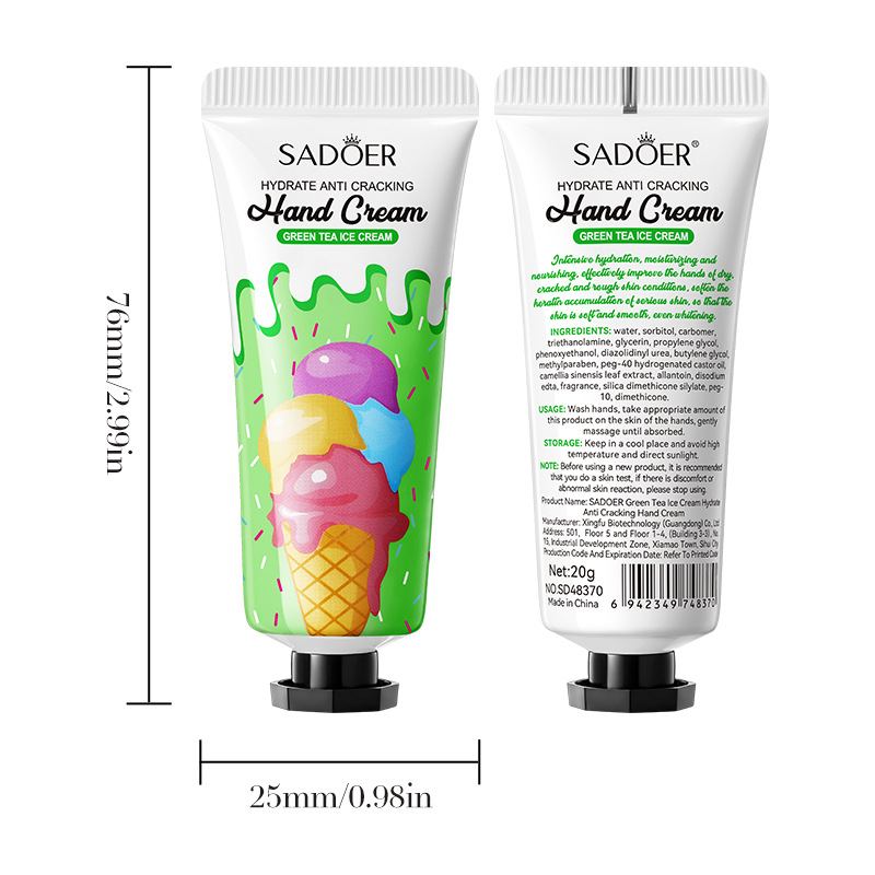 SADOER Green Tea Ice Cream Hydrating Hand Cream for autumn and winter cross-border export wholesale Item Picture