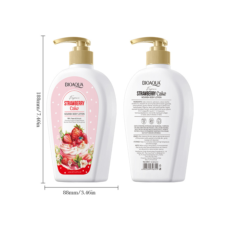 All-english BIOAOUA Strawberry Cake Nourishing Body Lotion Moisturizing and Hydrating Body Lotion Cross-border export wholesale Item Picture