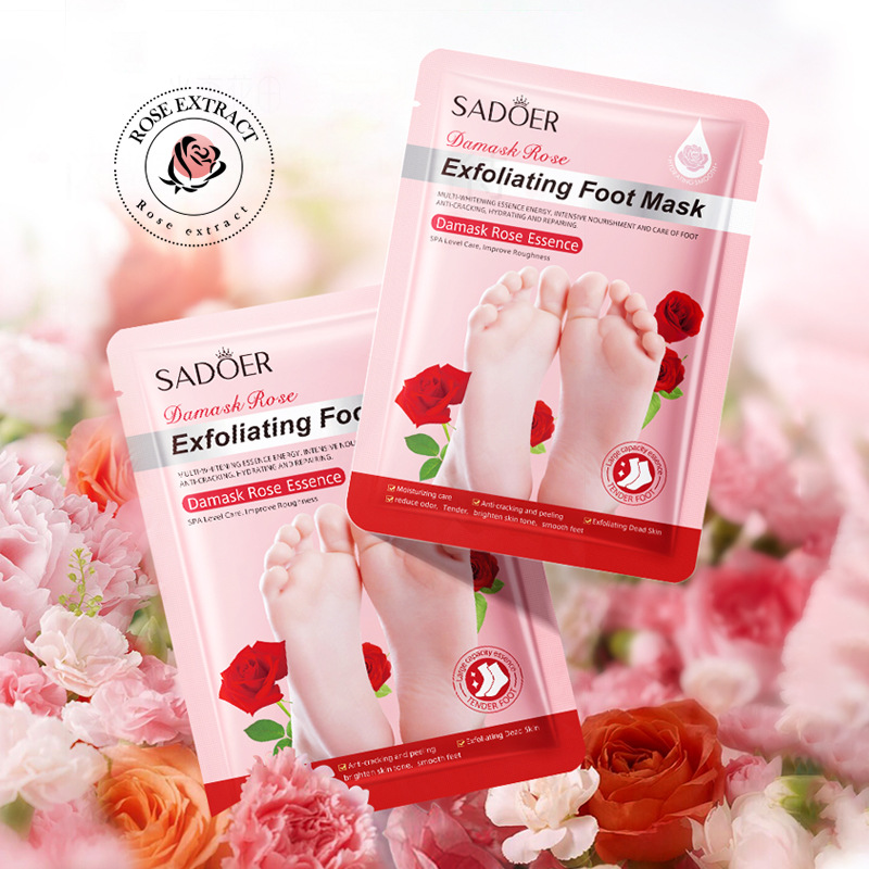 Full English SADOER rose anti-cracking, exfoliating and Repairing foot Mask, Moisturizing and rejuvenating foot mask cross-border export wholesale details Picture