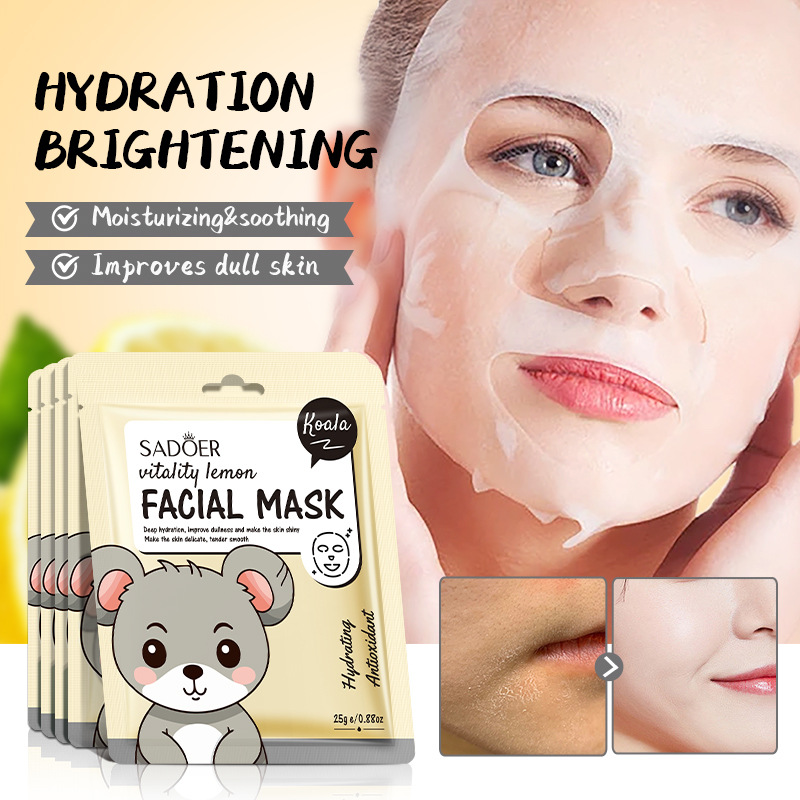 Cross-border wholesale of SADOER cute animal blueberry Soothing Hydrating Facial mask in English Application Scenario