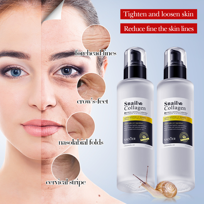 SADOER Snail Collagen Anti-Wrinkle Toner Firming and Moisturizing Water Cross-border export wholesale Specification drawing