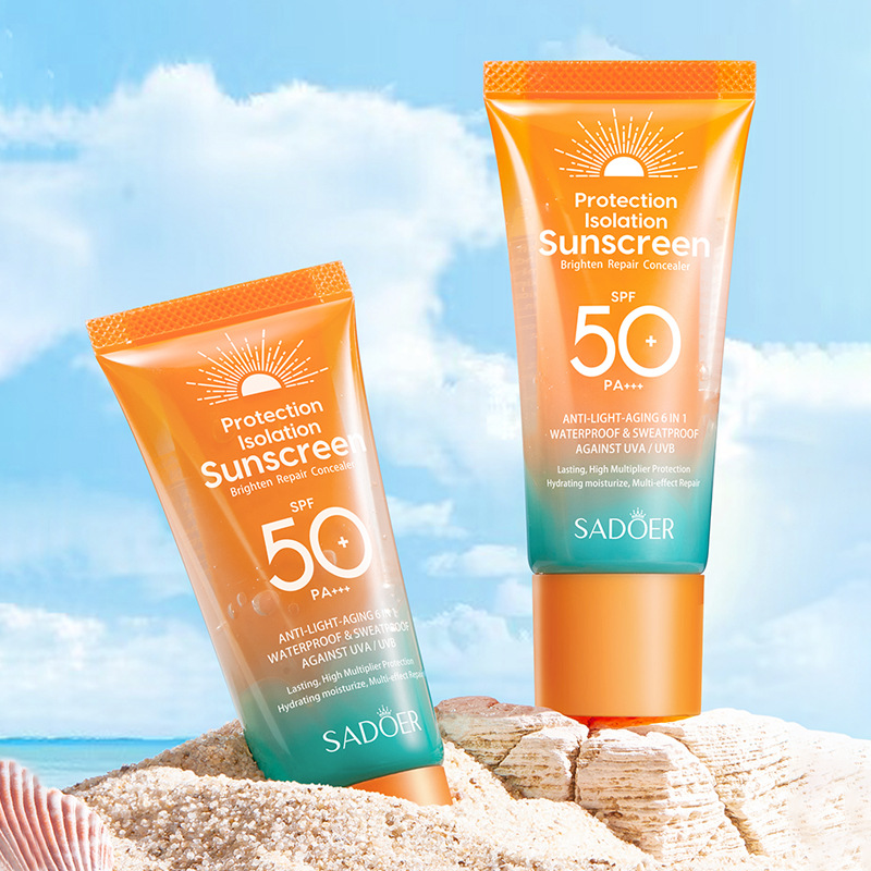 Cross-border wholesale of all-English SADOER dual-tube multi-effect repair isolation sunscreen Lotion Item Picture