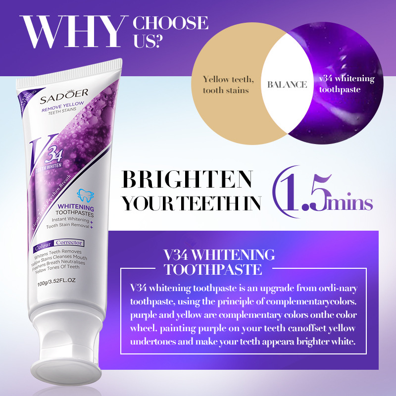 SADOERV34 all-English whitening toothpaste for cleaning tartar and strengthening teeth, cross-border export wholesale Specification drawing