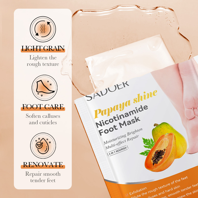 SADOER papaya Brightening Nourishing Foot Mask for autumn and Winter anti-cracking foot Mask cross-border export wholesale Specification drawing