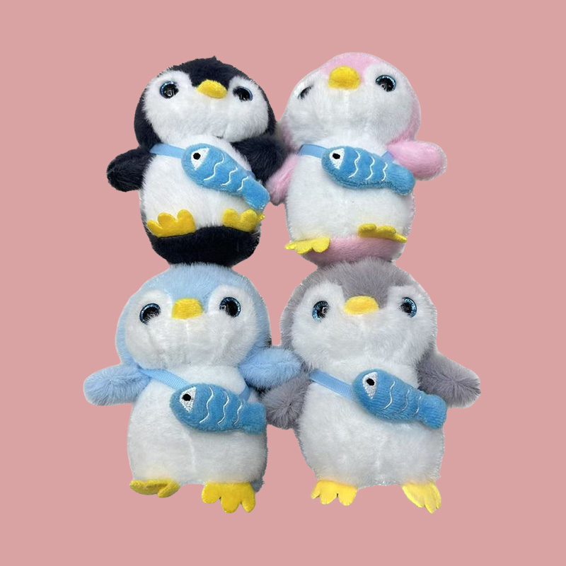 Fish-Hugging Penguin Plush Toys, Cultural And Creative Souvenirs, Animal Creative Dolls, Cartoon Peripheral Pendants, Plush Toy Pendants, Keychains, Cloth Doll Pendants, Cute Decorative Gifts, Claw Machine Factory Direct Sales