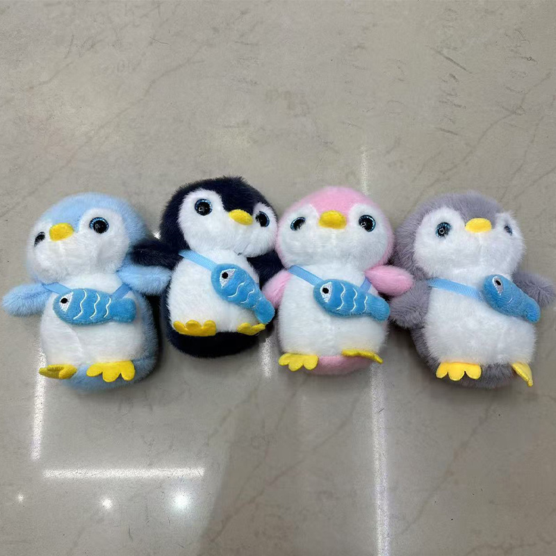 Fish-Hugging Penguin Plush Toys, Cultural And Creative Souvenirs, Animal Creative Dolls, Cartoon Peripheral Pendants, Plush Toy Pendants, Keychains, Cloth Doll Pendants, Cute Decorative Gifts, Claw Machine Factory Direct Sales details Picture