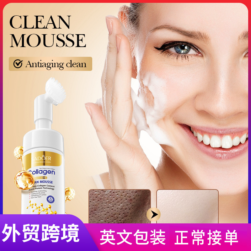 SADOER Bone Collagen Anti-wrinkle Cleansing Mousse Deep Cleansing Facial Cleanser cross-border export wholesale full figure