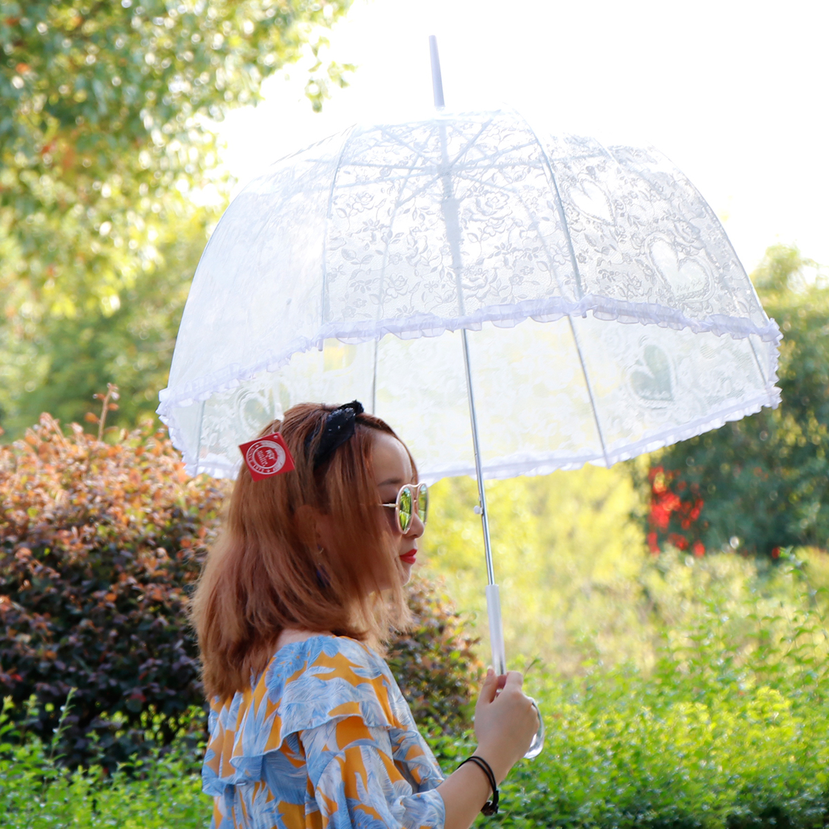 Xingbao Umbrella rst005A Lace Transparent Umbrella, Queen of England Birdcage Umbrella, Long handle Crystal handle, ladies' umbrella