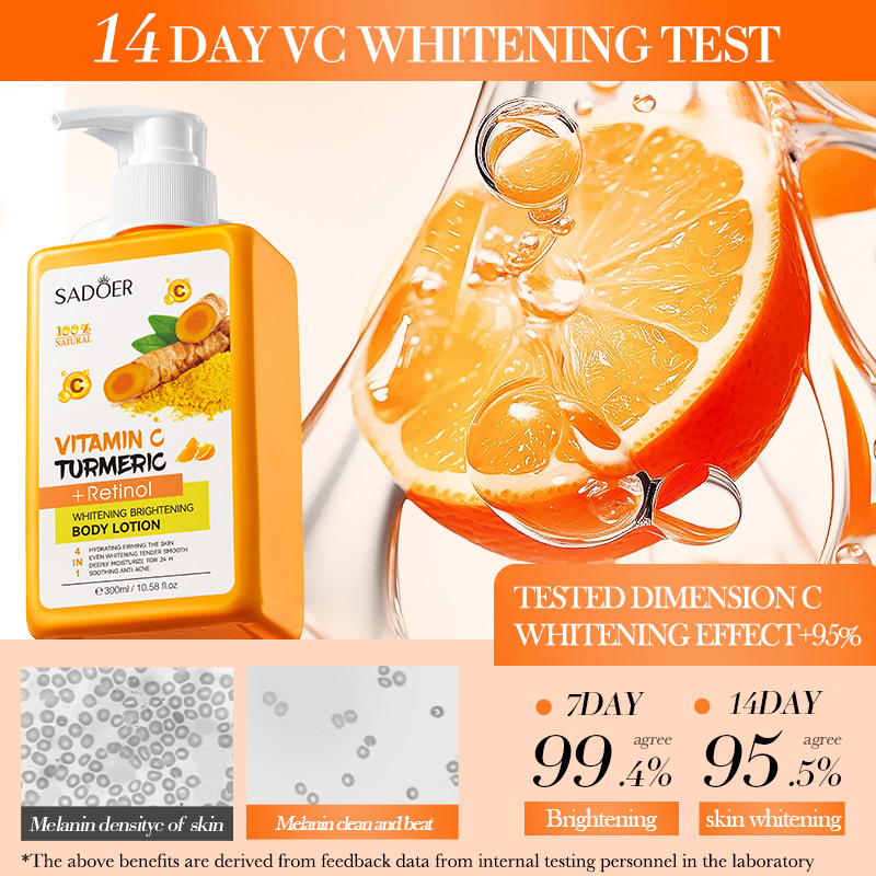 Cross-border wholesale of SADOER Vitamin C Turmeric & Retinol Moisturizing and Whitening Body Lotion in English details Picture
