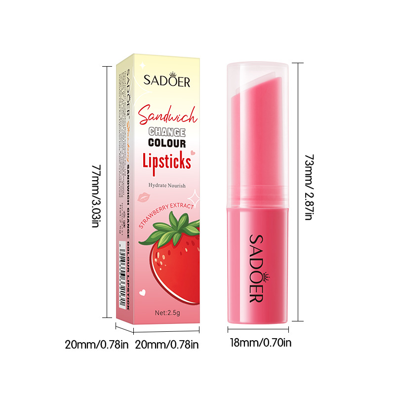 SADOER strawberry-filled thermochromic Lip Balm for hydrating and moisturizing, cross-border export Item Picture