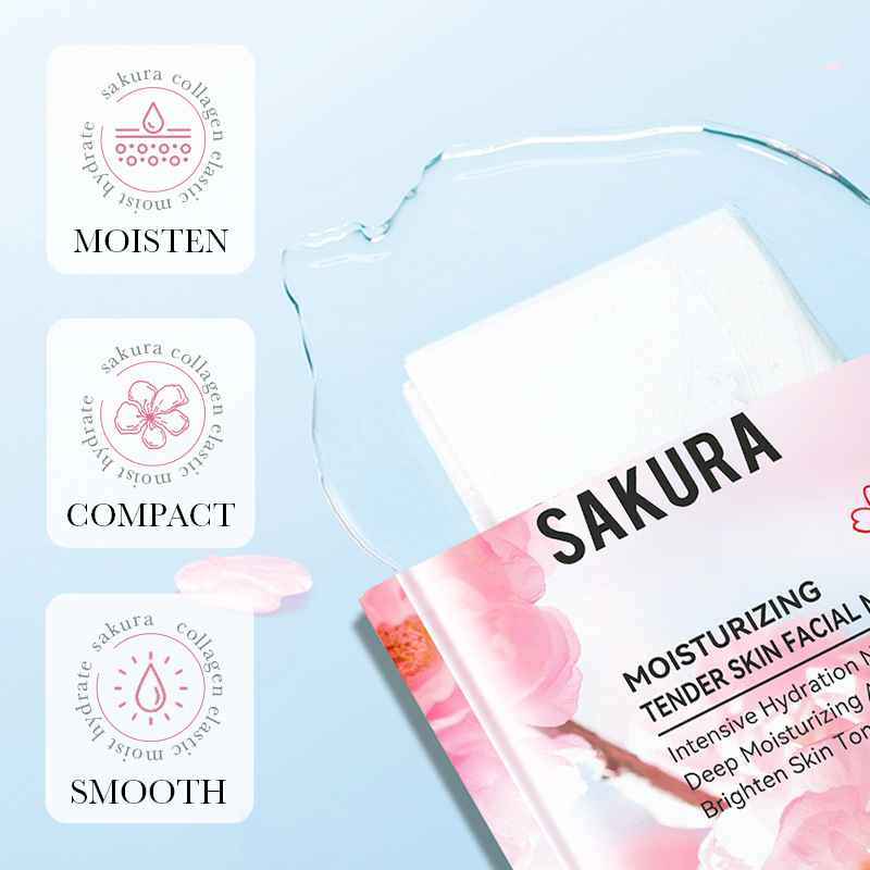 Cross-border wholesale of SADOER Sakura Collagen Moisturizing and rejuvenating Facial mask in English Specification drawing