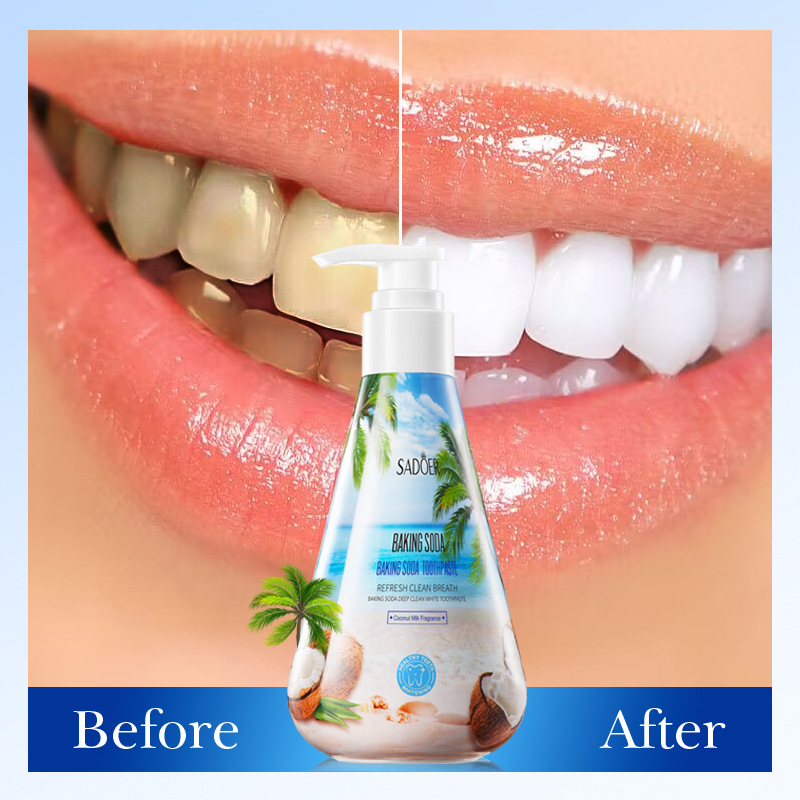 All-english SADOER baking soda Deep Whitening Toothpaste for cleaning teeth and refreshing the mouth cross-border export wholesale Item Picture