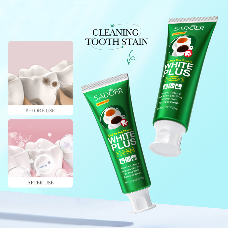 All-english SADOER coffee and tea stain removal toothpaste for oral care, deep cleaning and gum protection toothpaste cross-border wholesale Specification drawing