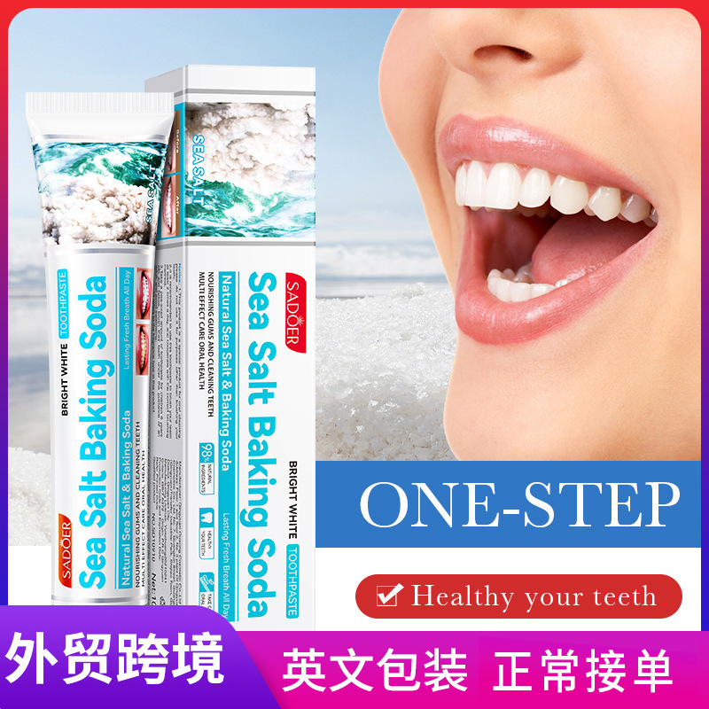 SADOER sea salt baking soda Whitening Toothpaste for cleaning tartar and strengthening teeth cross-border export wholesale full figure