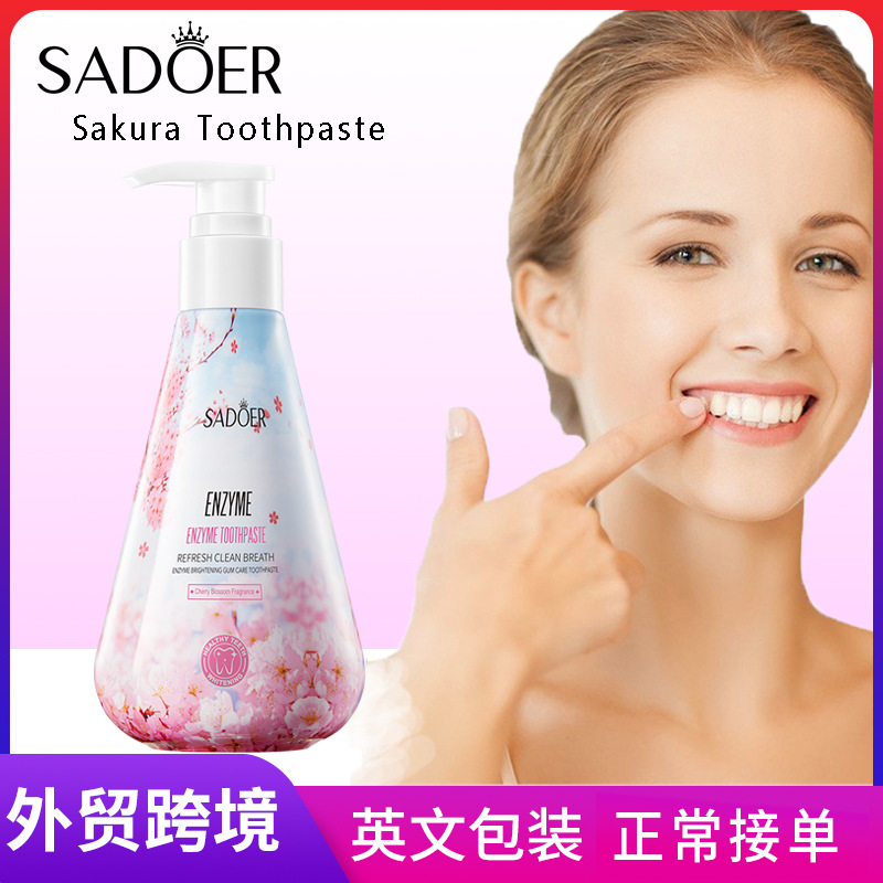 All-english SADOER Enzyme Whitening Gum Care Toothpaste cleans teeth and freshens the mouth. Cross-border export wholesale full figure