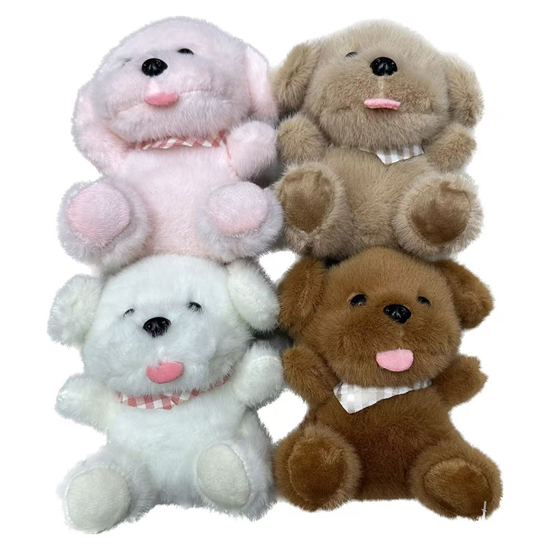 Check cloth scarf sitting pattern, plush animal dog anthropomorphic toy, creative doll, cartoon peripheral pendant, plush doll pendant, keychain, cloth doll pendant, cute decoration gift, claw machine factory direct sales Item Picture