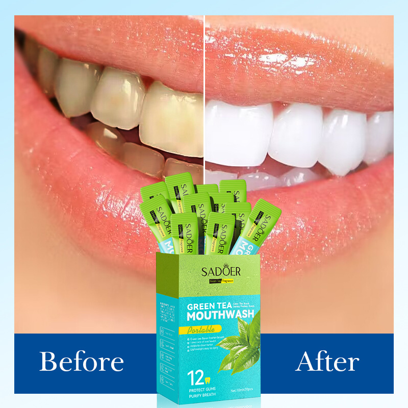 SADOER Portuguese green tea Refreshing Mouthwash for teeth cleaning Cross-border wholesale Specification drawing