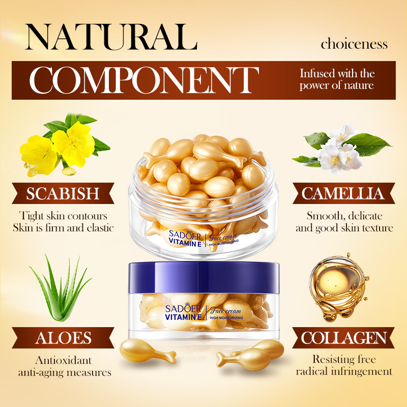 Cross-border export wholesale of SADOER Evening primrose Vitamin E High Moisturizing Essence Cream and Nourishing Face Cream in English Specification drawing