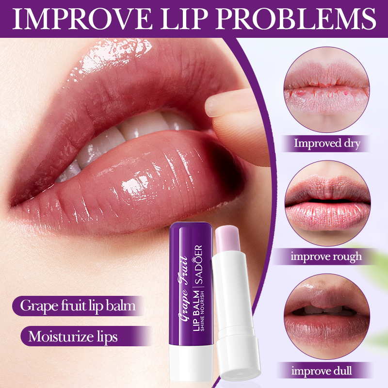 Full English SADOER Hydrating Grape Lip Balm Anti-Cracking Hydrating Lip Balm Cross-border export wholesale Specification drawing