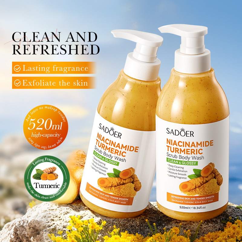 Cross-border wholesale of SADOER nicotinamide turmeric Scrub Body Wash for cleansing full figure