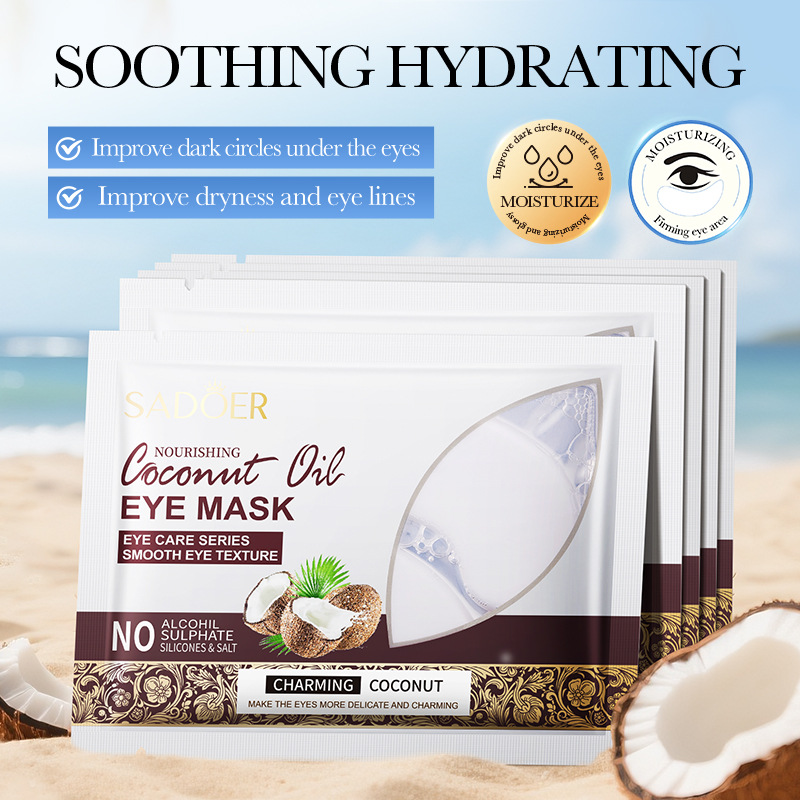 All-english SADOER Nourishing Coconut Oil Eye Mask for hydrating and moisturizing the eyes cross-border export wholesale full figure