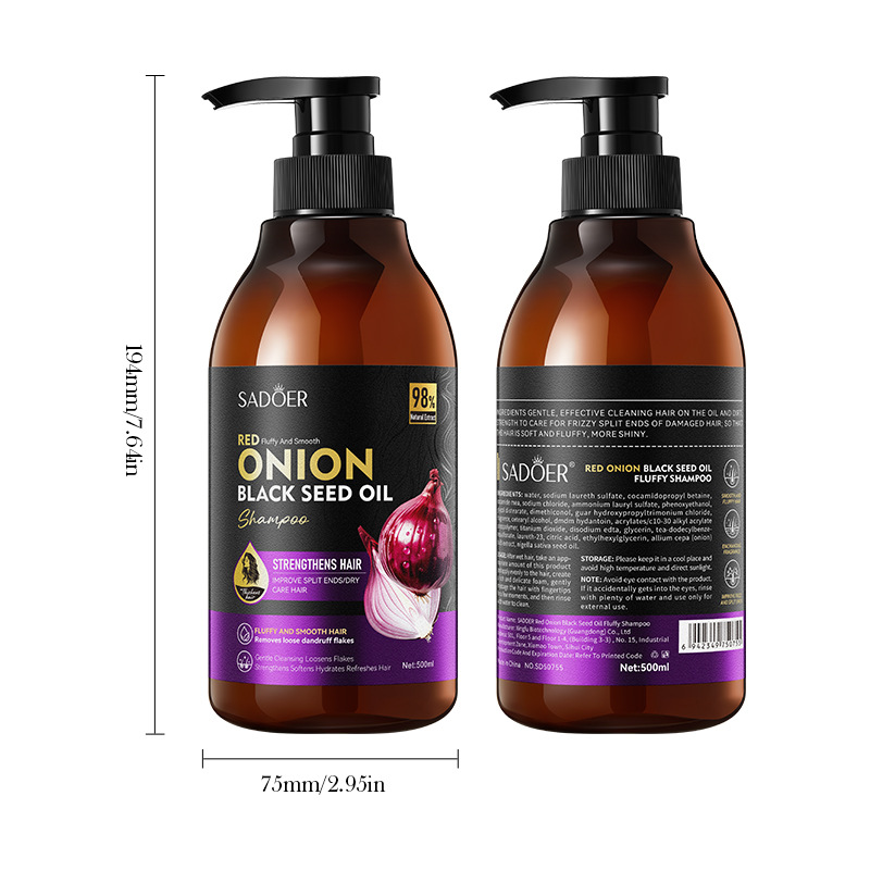 Cross-border export wholesale of SADOER Onion Black Seed Oil Voluminous Shampoo, Nourishing and anti-dandruff Shampoo Item Picture