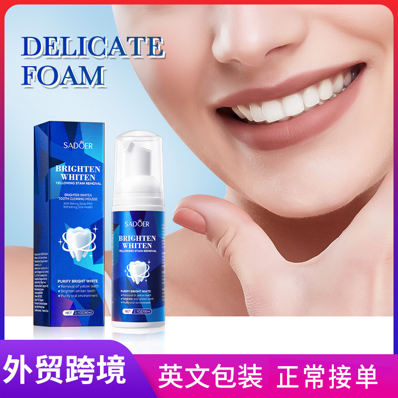 All-english SADOER whitening Teeth Cleaning mousse for removing tartar and gum freshness Oral toothpaste cross-border export wholesale full figure