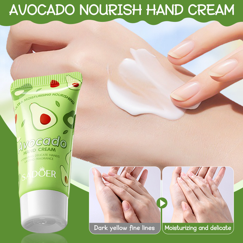 Full English SADOER Avocado Nourishing Hand Cream Lip Balm Set, autumn and winter hand cream Lip balm Cross-border wholesale Specification drawing