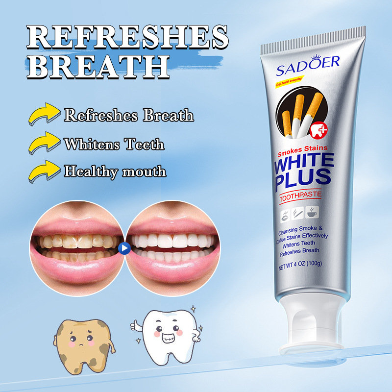 All-english SADOER tobacco stain removal and whitening toothpaste for cleaning teeth, beautifying teeth and protecting gums, cross-border export wholesale Application Scenario