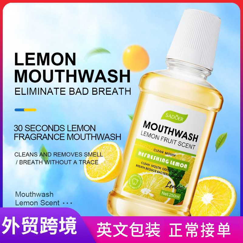 All-english SADOER lemon mouthwash for teeth cleaning and oral care, cross-border export wholesale full figure