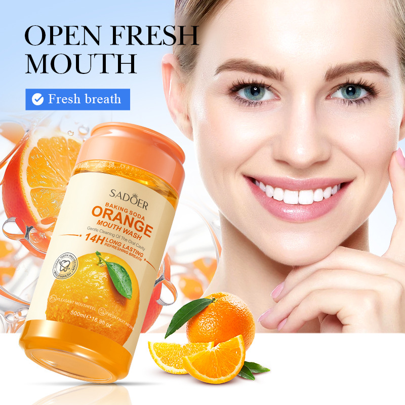 All-english SADOER baking soda Vibrant Orange Mouthwash for removing tooth stains, cross-border export wholesale Specification drawing
