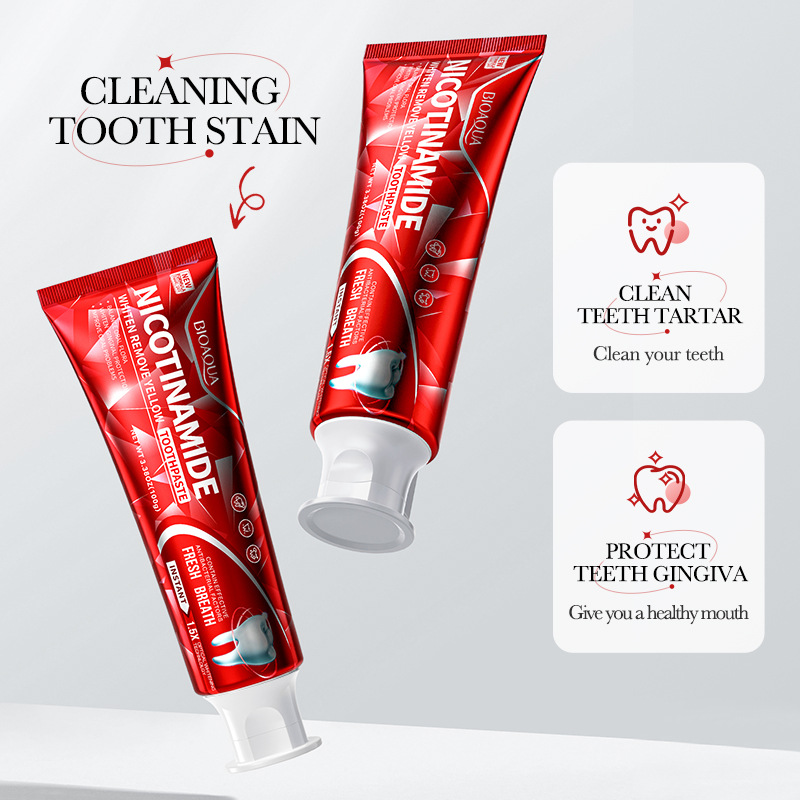 All-english BIOAOUA Nicotinamide yellowing Toothpaste Deep Cleaning Tooth Strengthening and gum Protection toothpaste Cross-border export wholesale details Picture