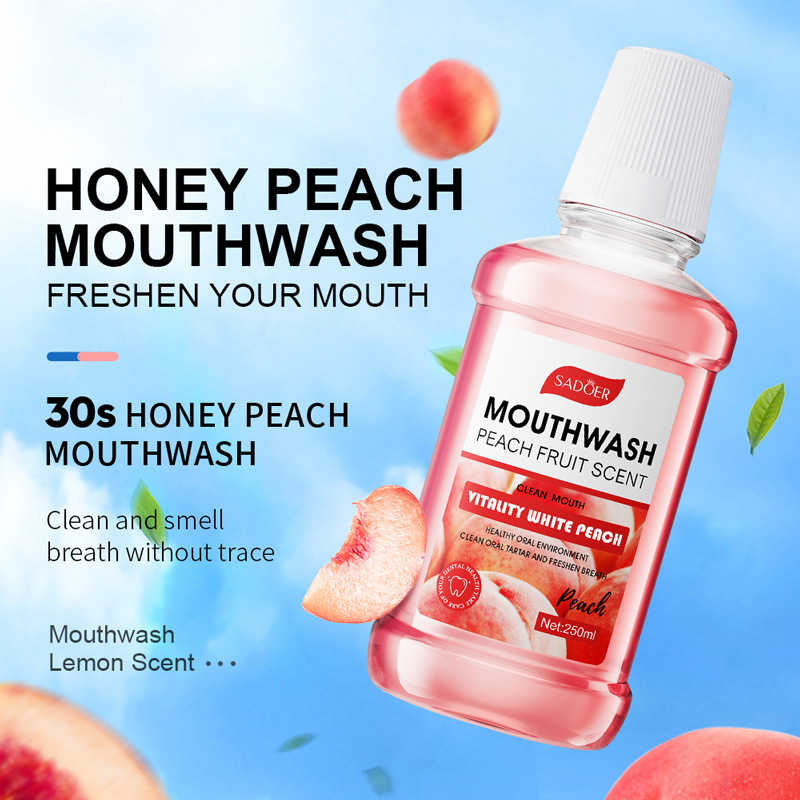 SADOER mouthwash in English, mint, freshens breath and cleans teeth. Cross-border export wholesale of oral mouthwash details Picture