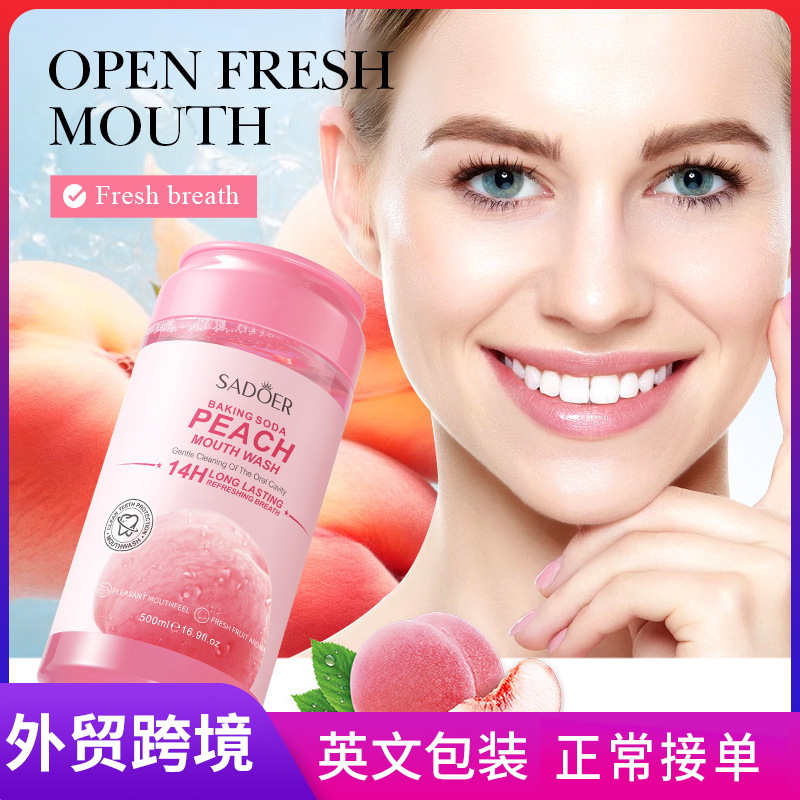 All-english SADOER baking soda, Vitality Peach Mouthwash for removing tooth stains, cross-border export wholesale full figure