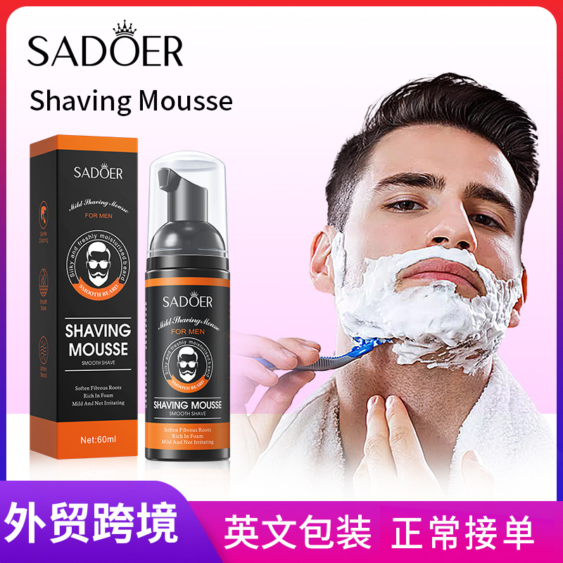 All-english SADOER men's shaving mousse, soft and beard softening men's shaving cream, cross-border export wholesale full figure