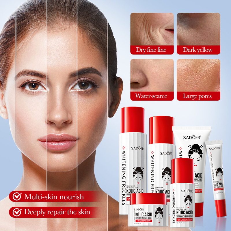 Cross-border export wholesale of SADOER Kojic acid Whitening and freckle-Removing six-piece set, brightening, Moisturizing and hydrating set details Picture